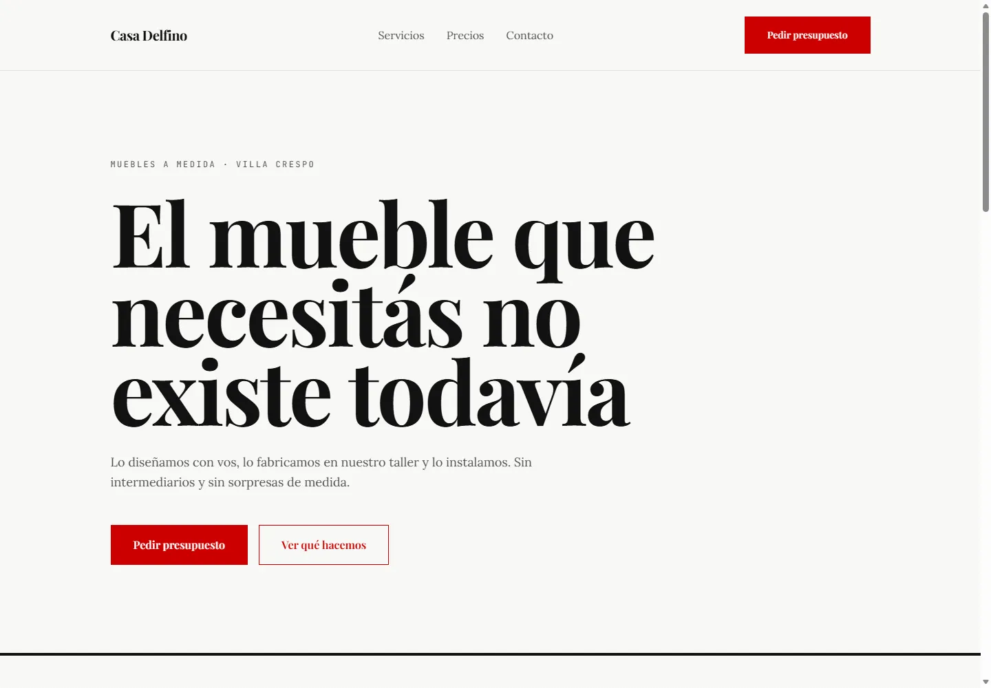 La misma landing con el estilo Prensa