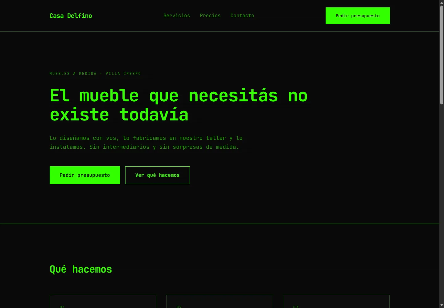 La misma landing con el estilo Consola