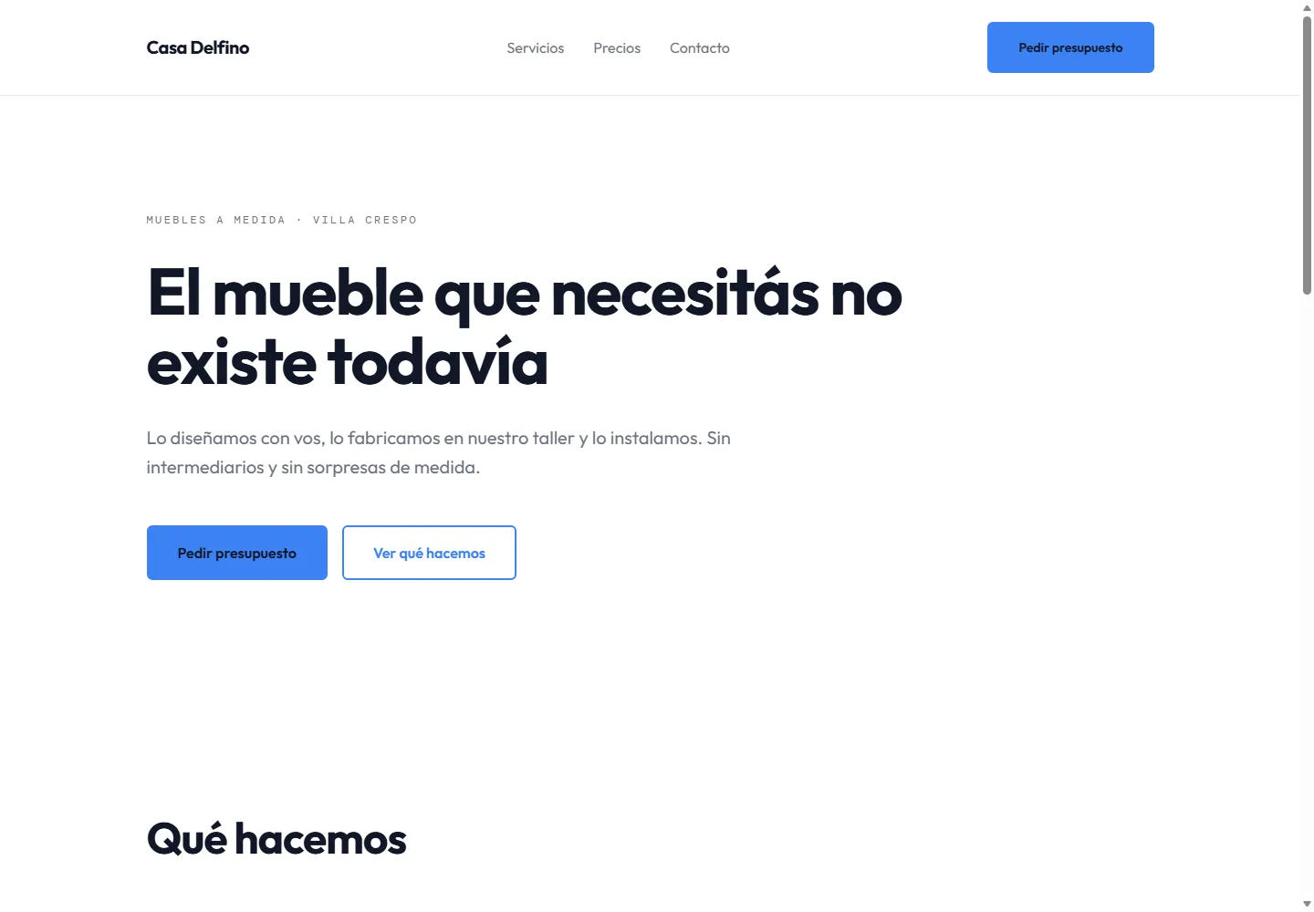 La misma landing con el estilo Plano
