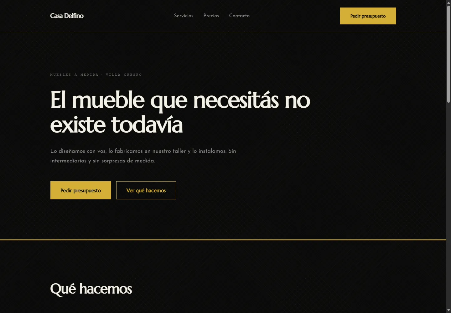 La misma landing con el estilo Déco