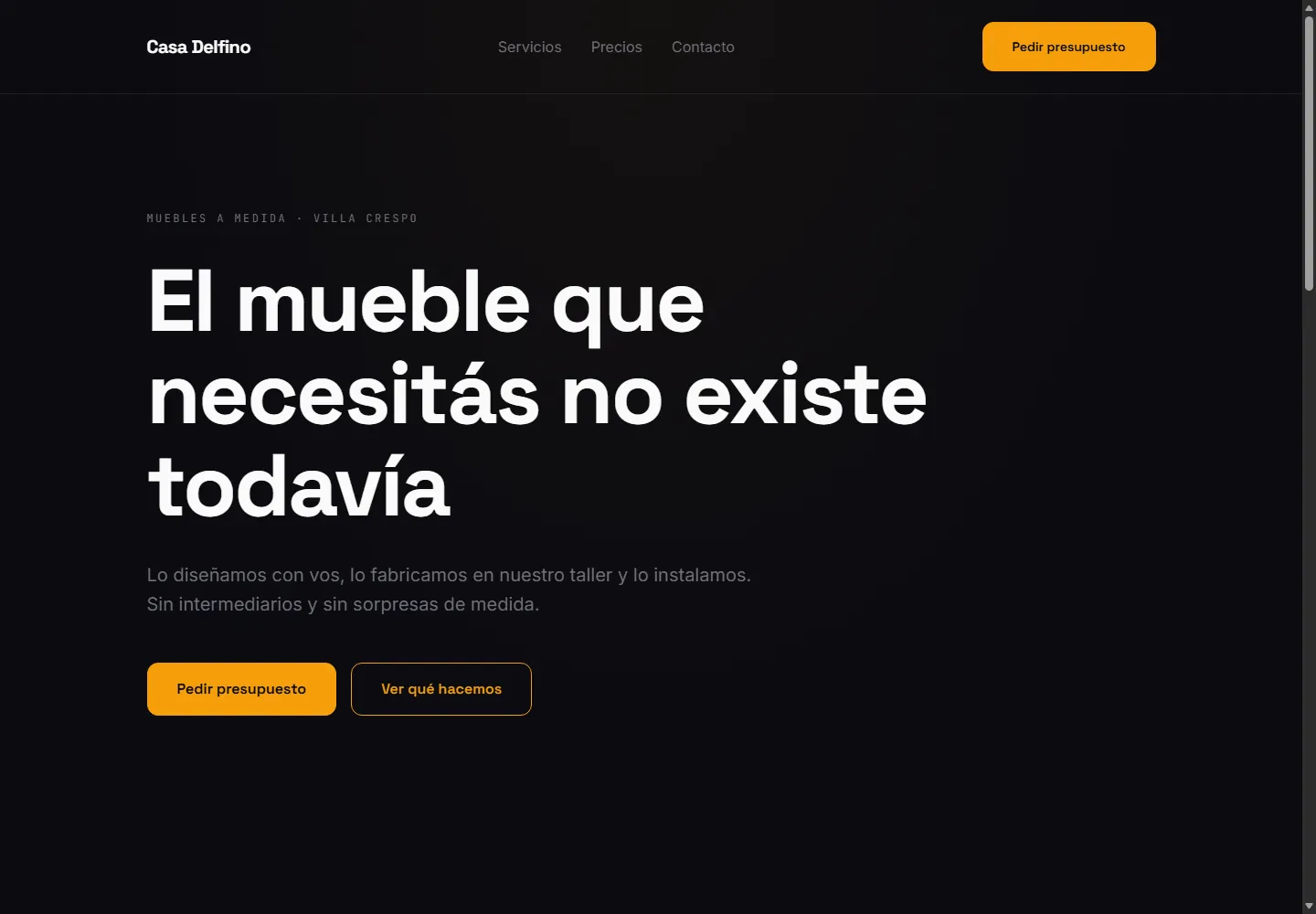 La misma landing con el estilo Penumbra
