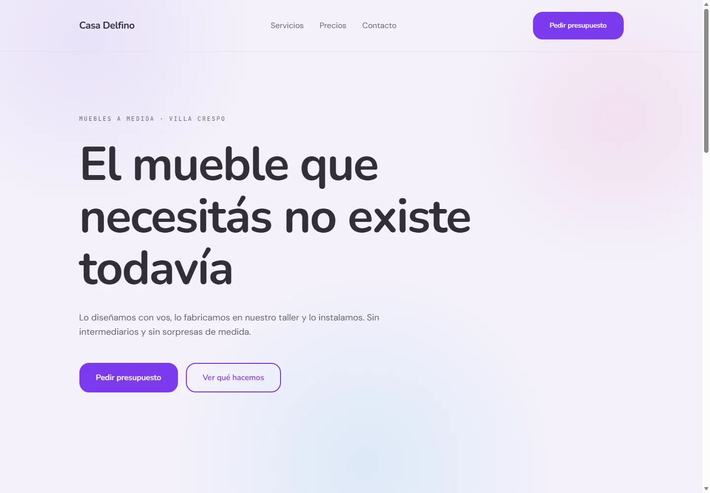 La misma landing con el estilo Blando