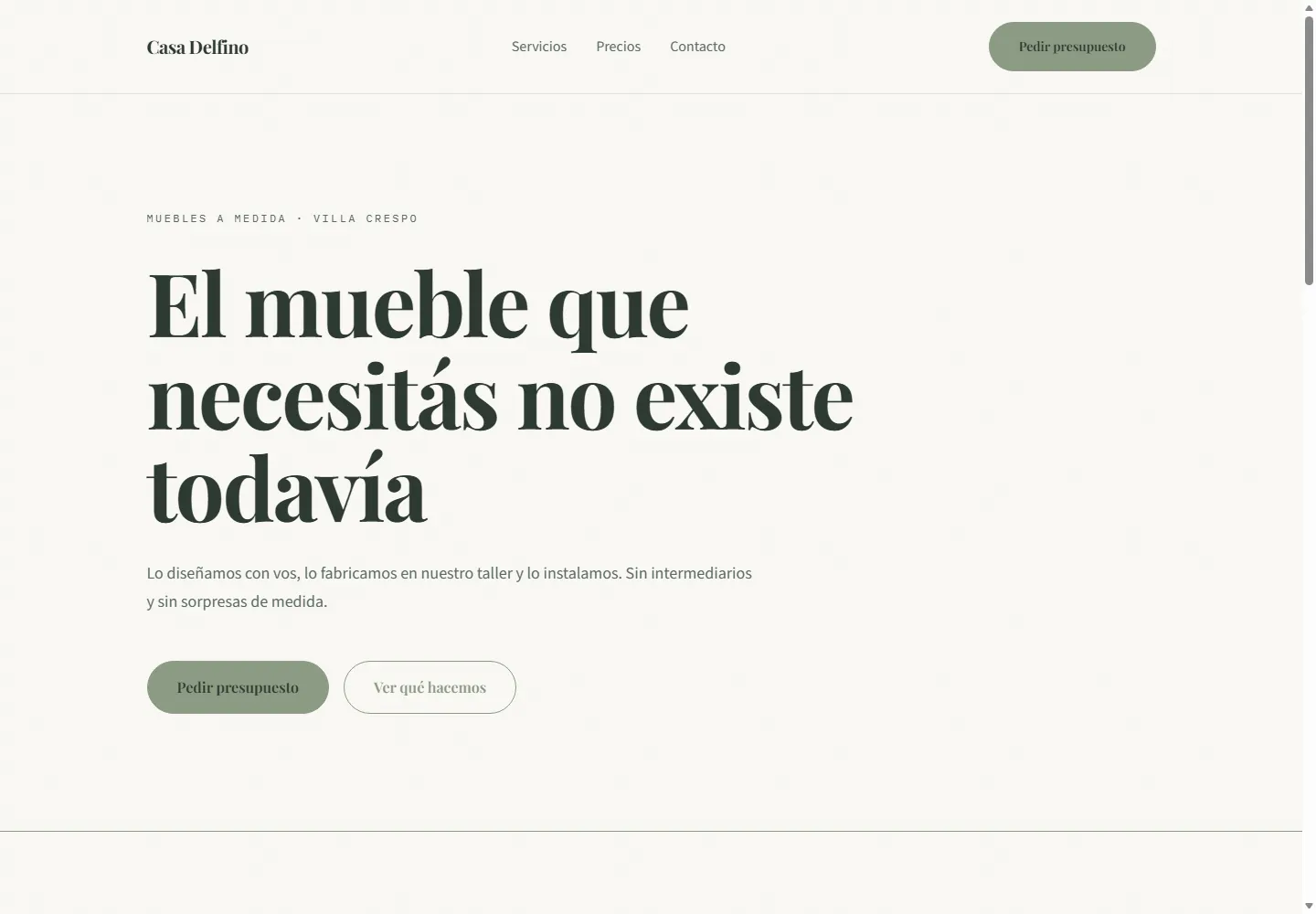 La misma landing con el estilo Jardín