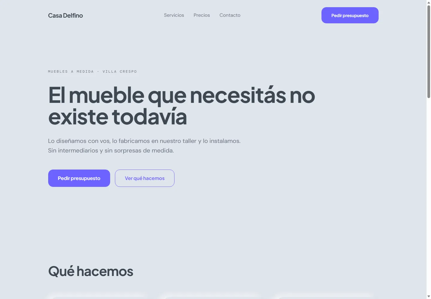 La misma landing con el estilo Relieve