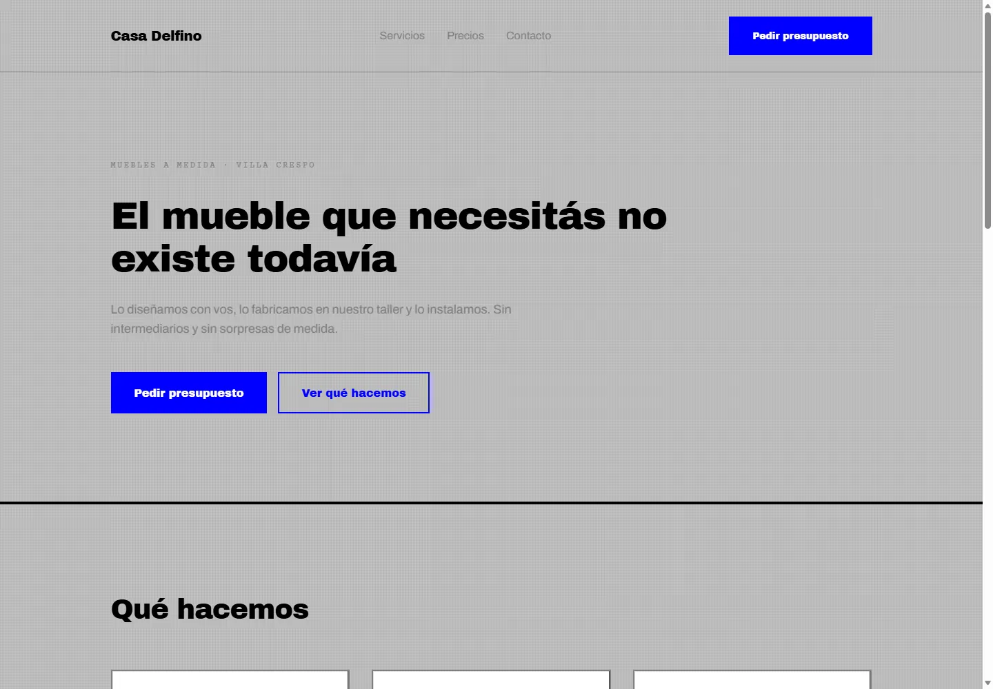 La misma landing con el estilo Noventas