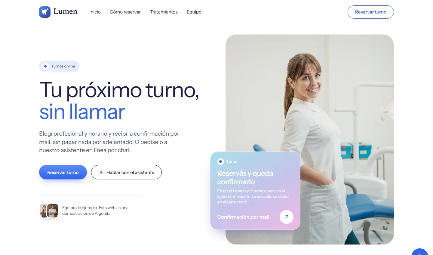 Ejemplo de sitio para Consultorios y clínicas
