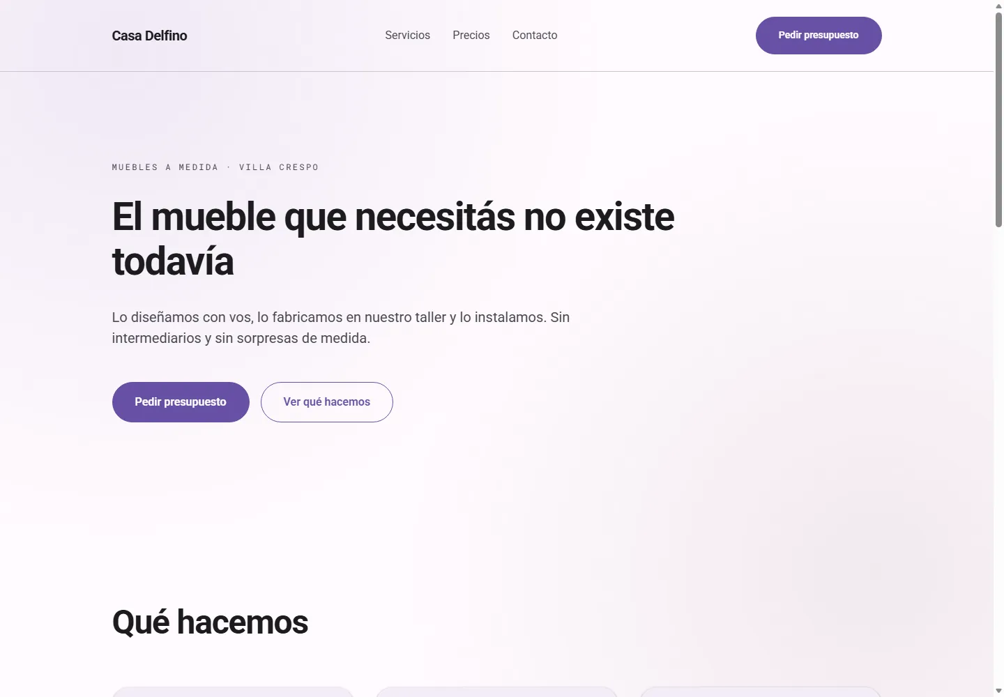 La misma landing con el estilo Nítido