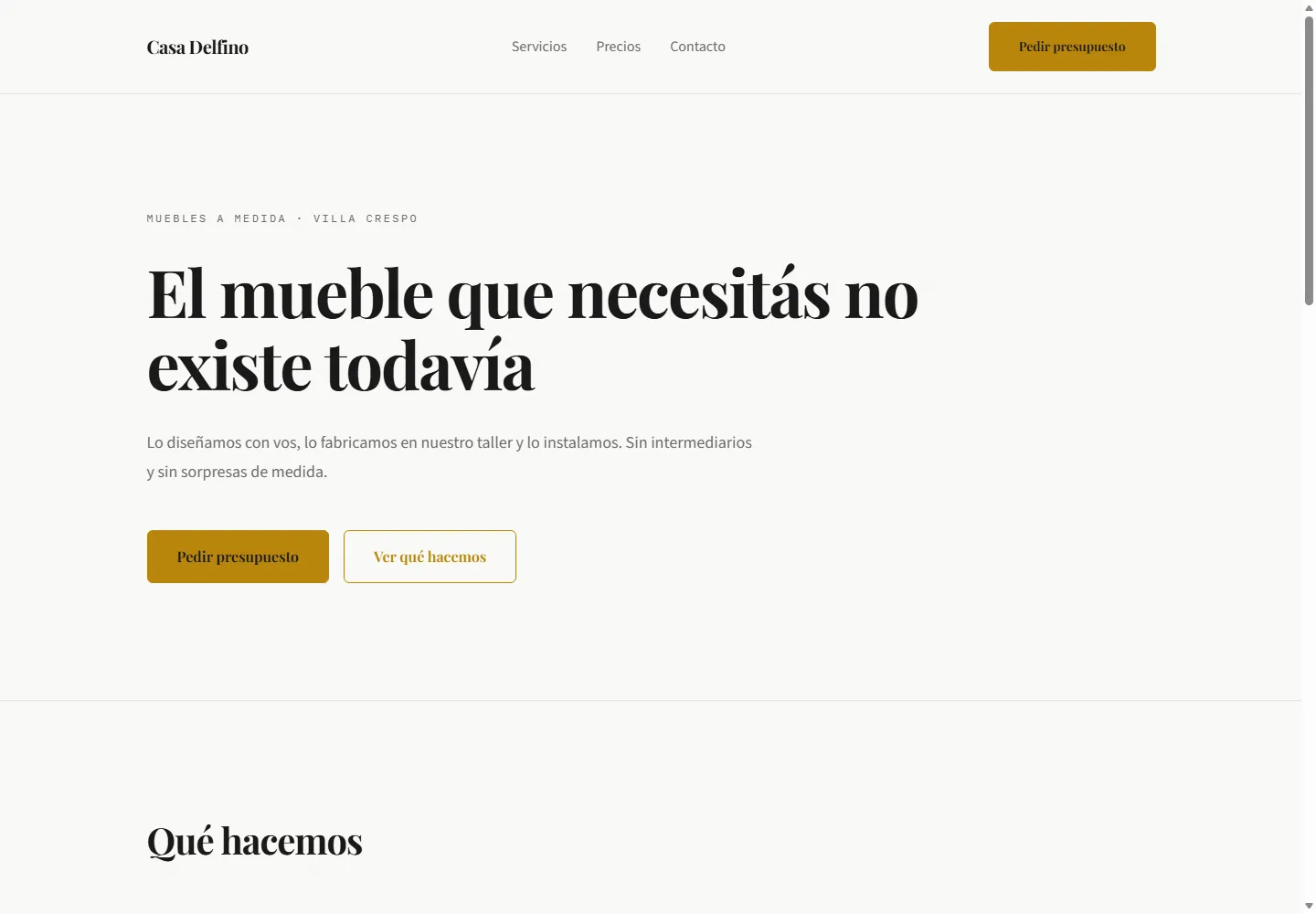La misma landing con el estilo Clásico